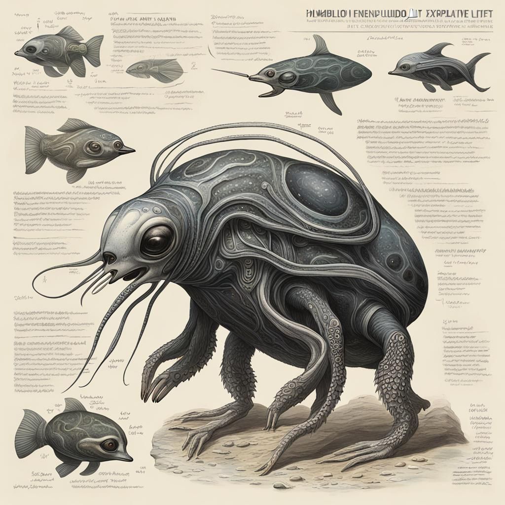 Exoplanet Lifeforms: Humboldt-Penguin Squid Aliens Illustrat...