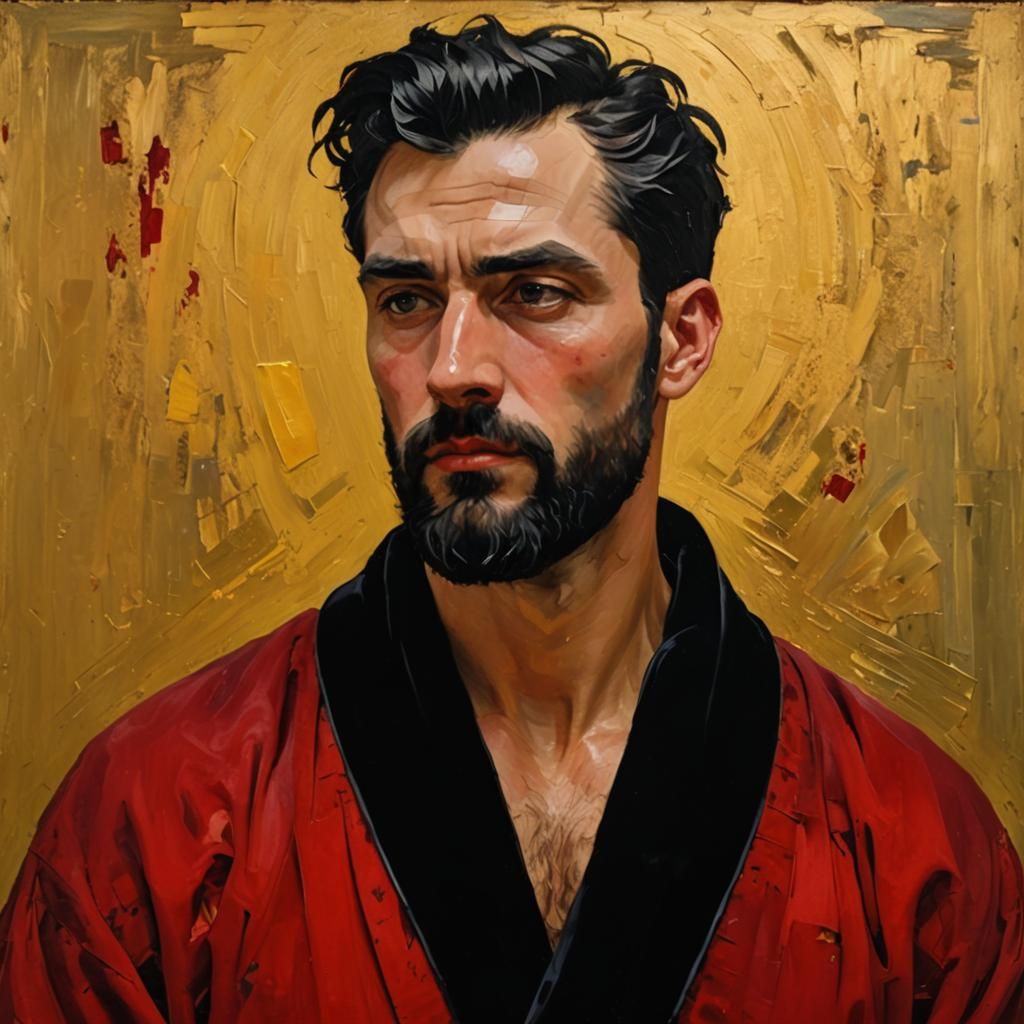 Expressionist Portrait of Man in Velvet Robe