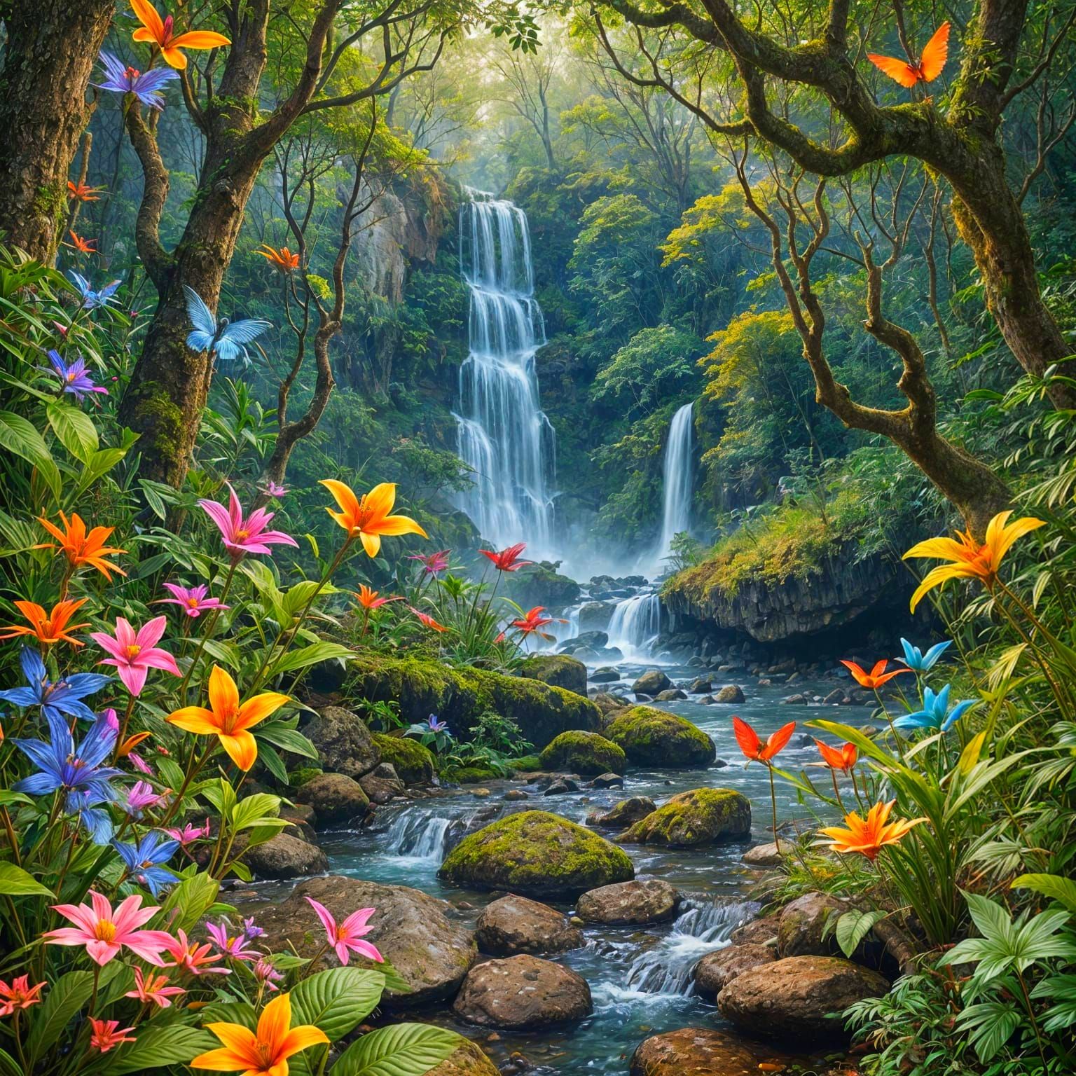 Beautiful Fairy in Enchanted Forest, Fantasy Art
