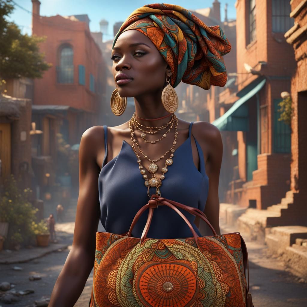 Woman Dancing in African Prints: Fantasy Concept Art