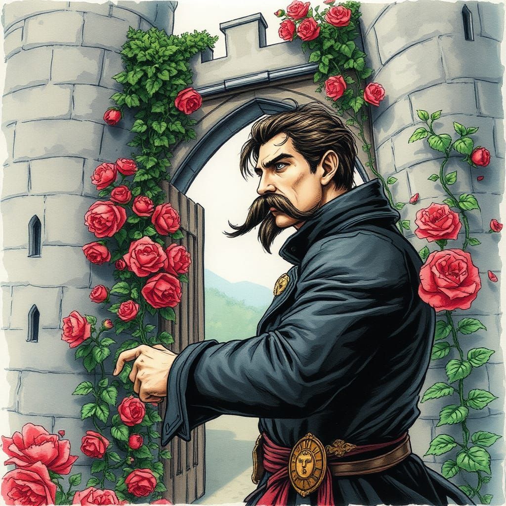 Man Versus Roses: Fairytale Ink and Watercolour Art