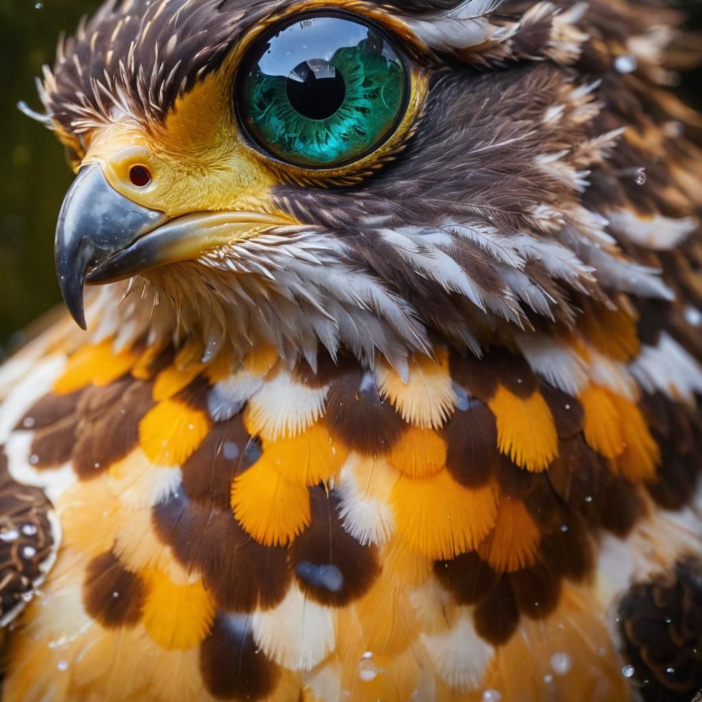 Spectacular Falcon Eyes in Underwater Sunbeams, 3D Rendering