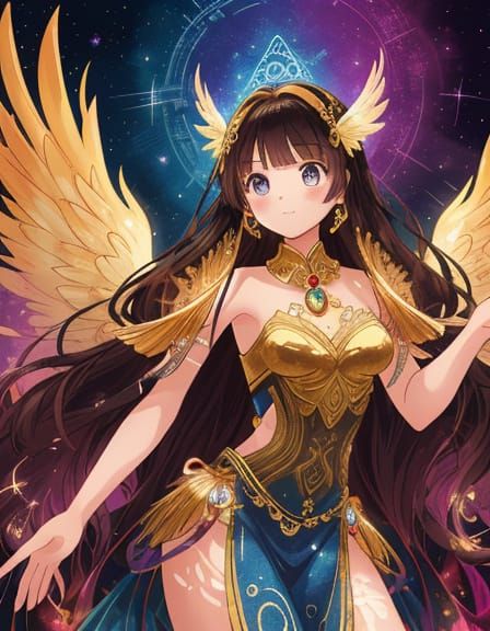 Enchanted Fantasy Bird Goddess in Iridescent Splendor