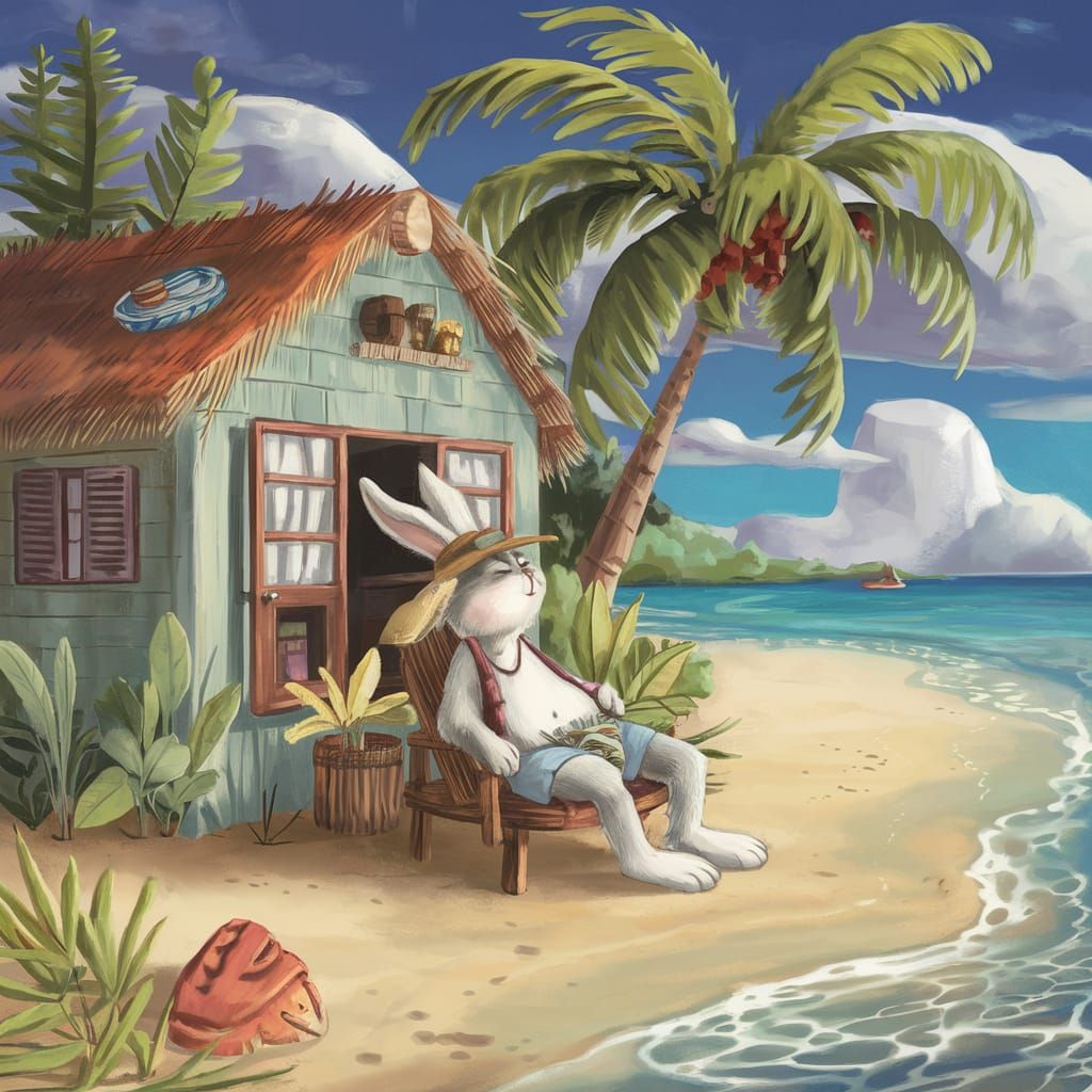 Bunny Beachcomber Napping in Tahiti Shade