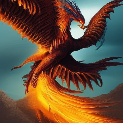 Epic Phoenix Creature in Digital Matte Painting