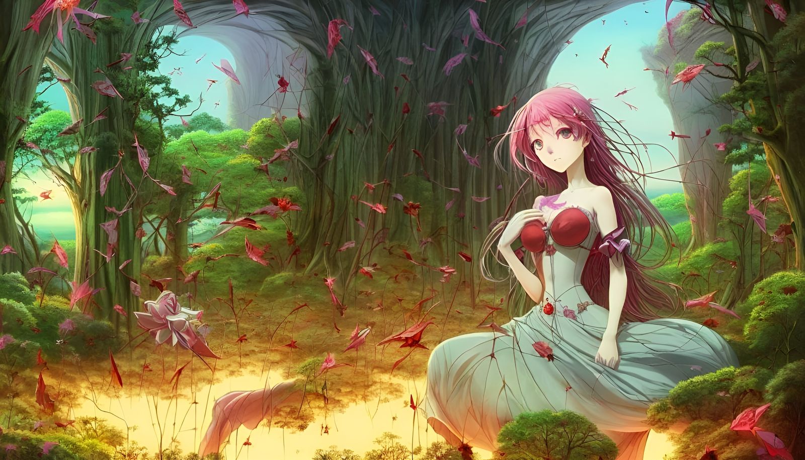 Surreal Isekai Landscape in Anime Style