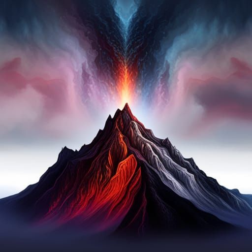 Erupting Volcanoes in Dark Fantasy Digital Painting