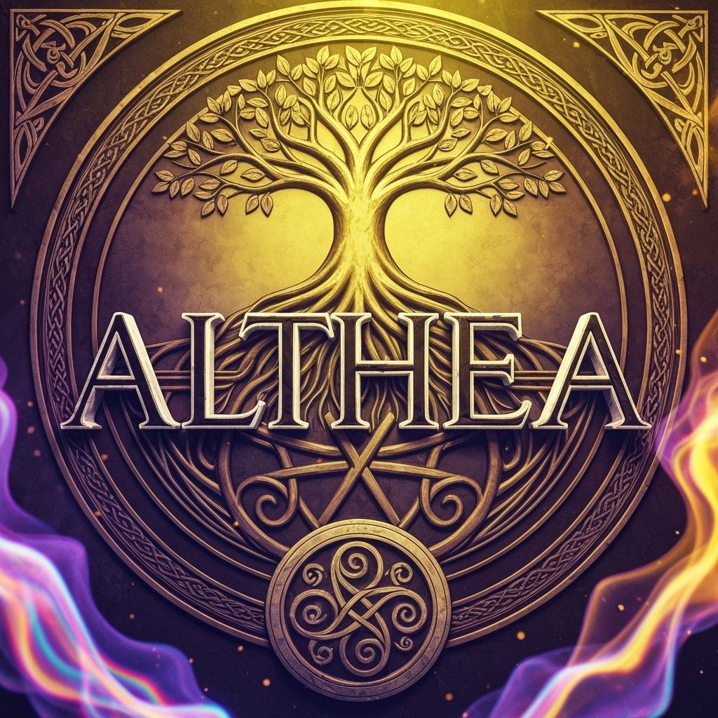 Marble Althea with Celtic Symbols, 3D Illustration