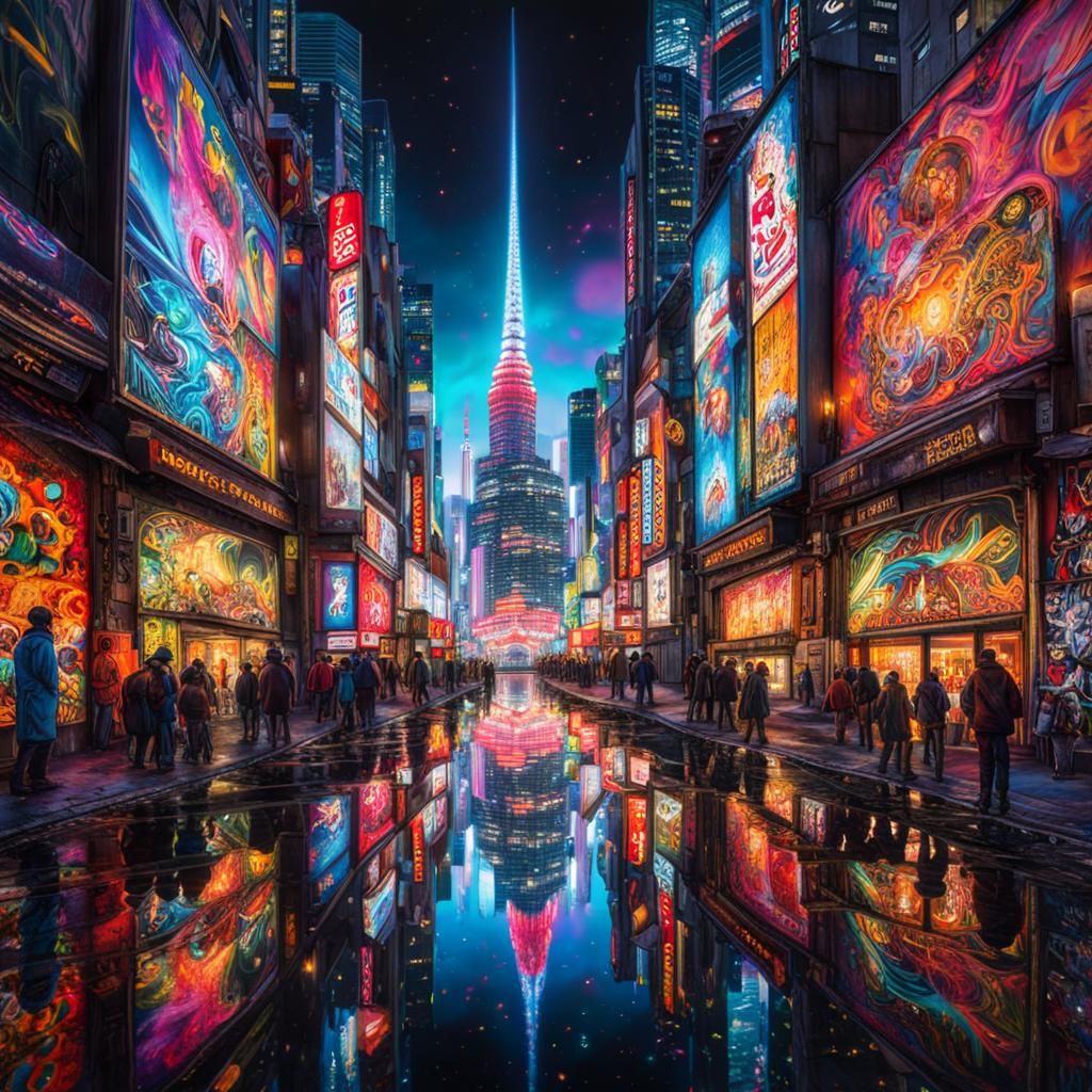 Fantasy World Mirrored in Tokyo: Graffiti Art Style