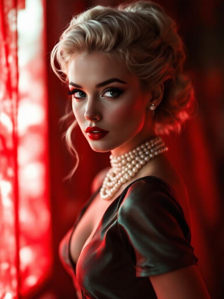 1950s Pin-Up in Selective Color Photography and Illustration