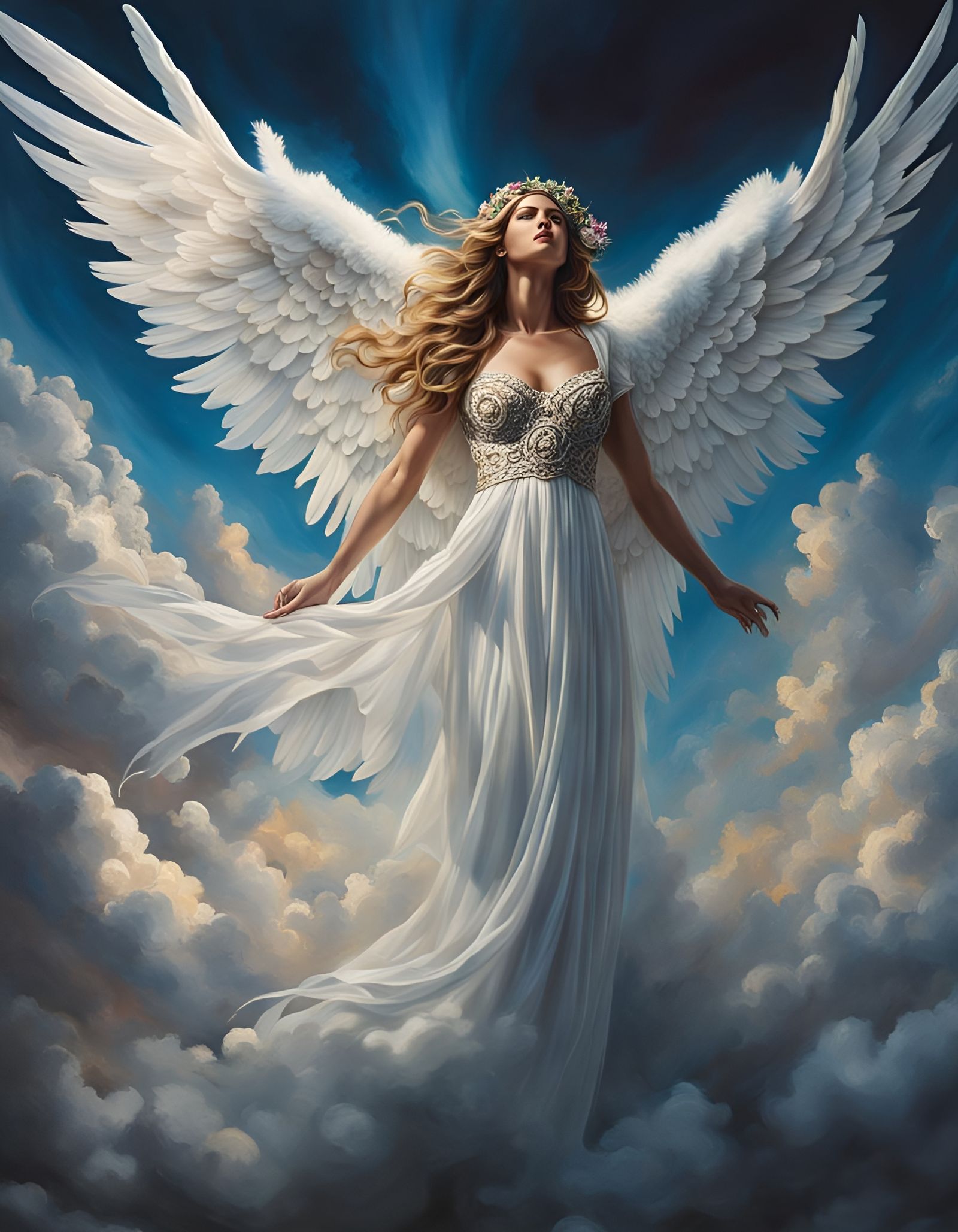 Mystic Angel Merging with Clouds