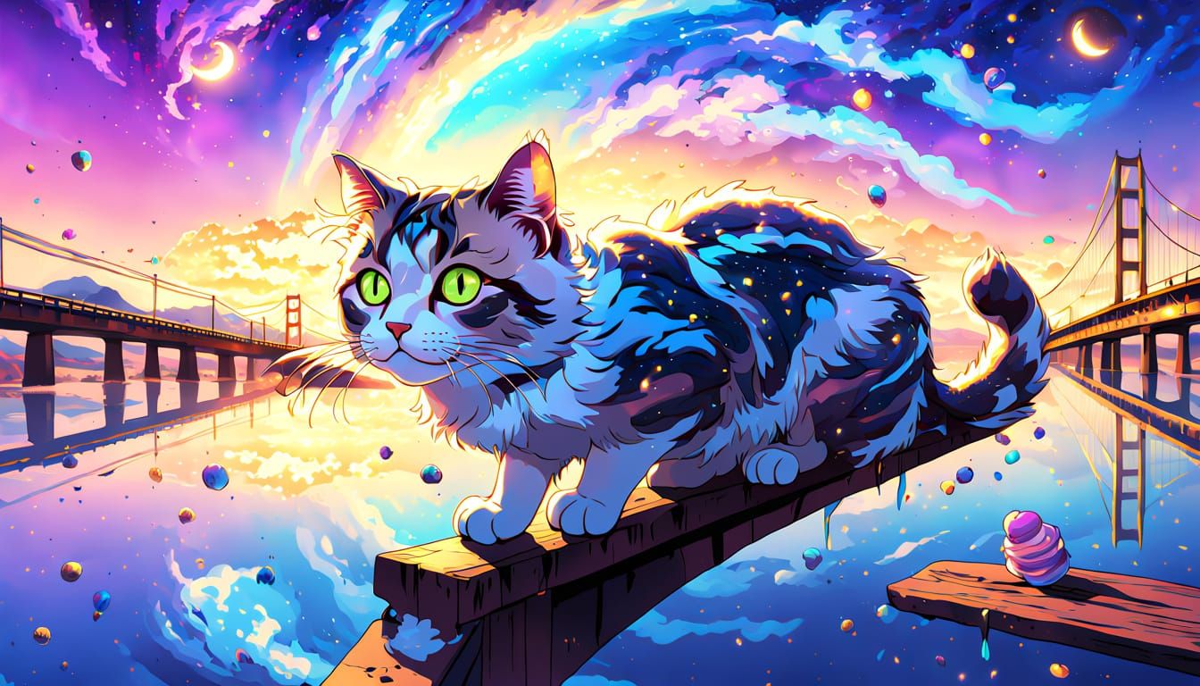 Hyper-Realistic Surrealist Masterpiece of Feline Joy