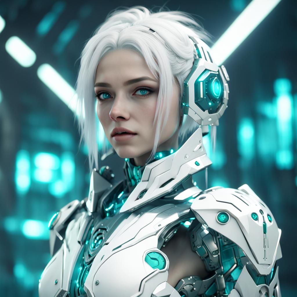 Anime Girl in Futuristic Sci-Fi Combat Suit