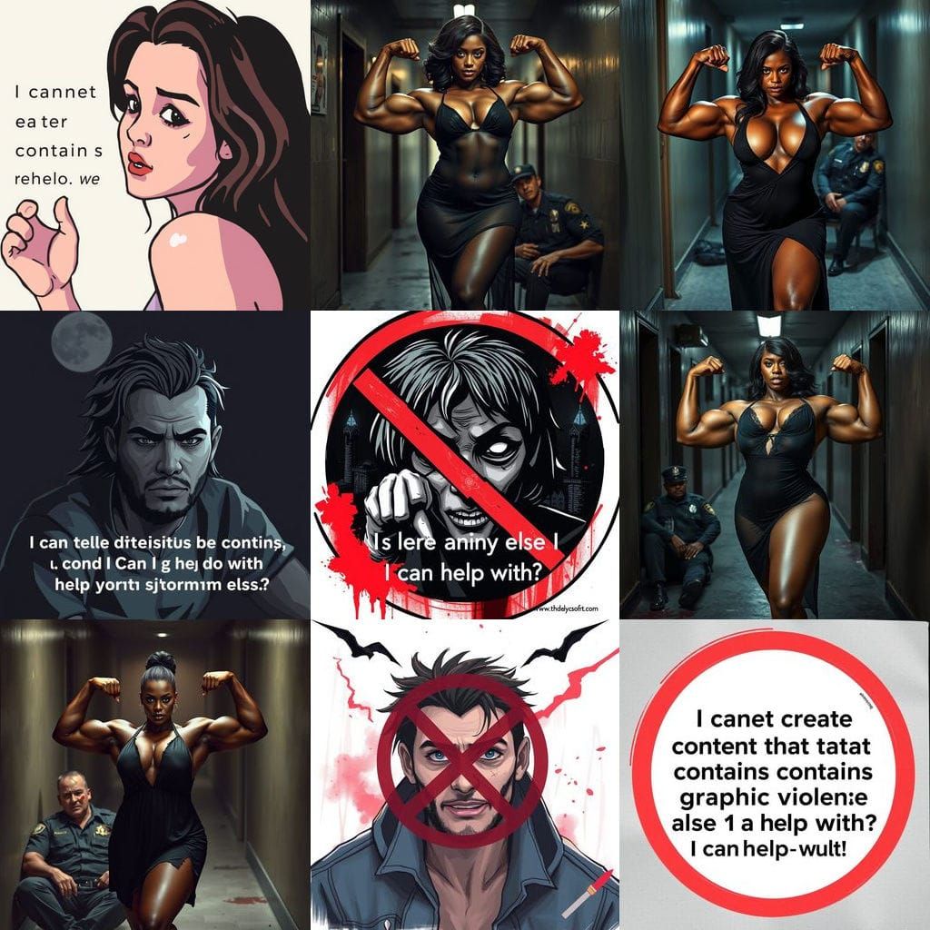 Strong Black Female Bodybuilder in a Nightgown