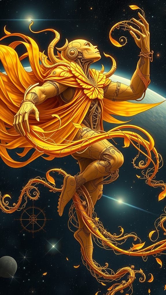 Ethereal Entity Drifts through Cosmic Wastes