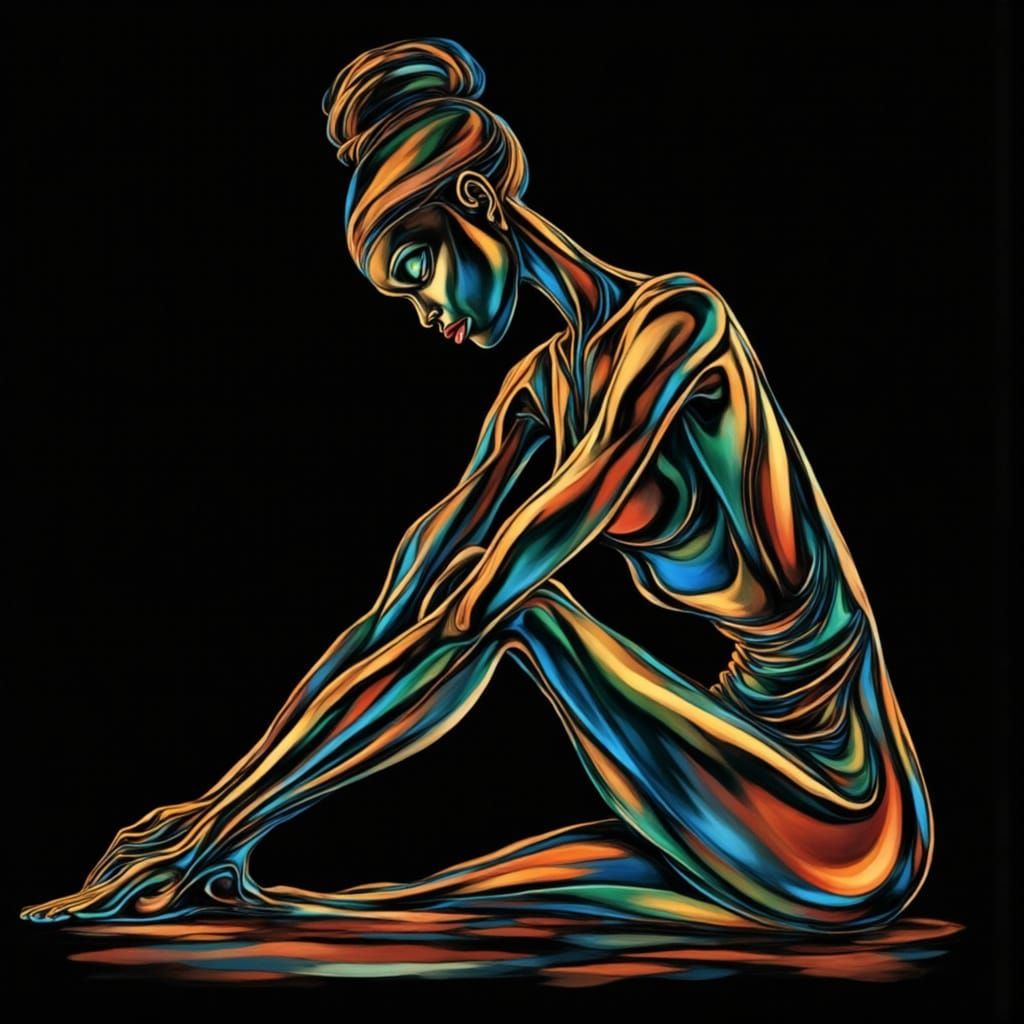 Minimalist Silhouette: Serene Woman in Flowing Lines