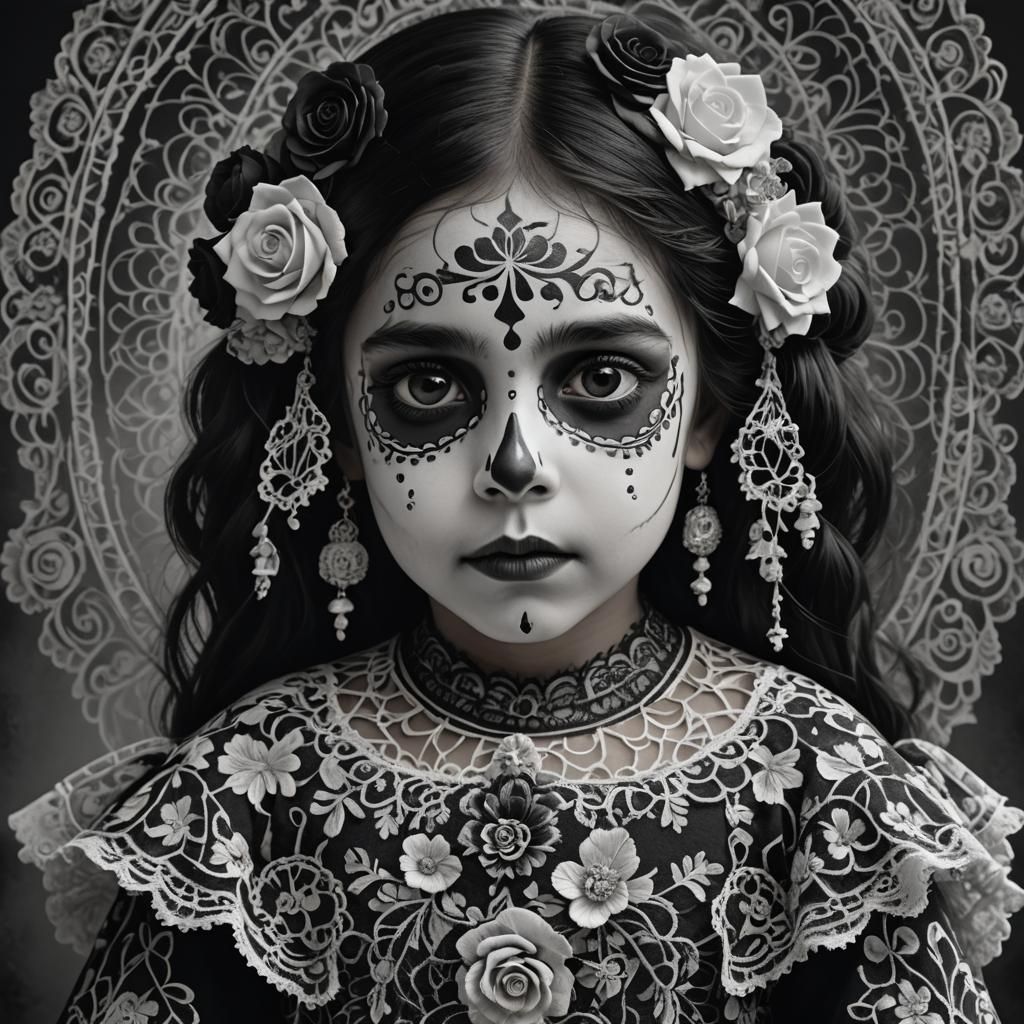 Spanish Girl as La Catrina: Hyper-Realistic Portrait