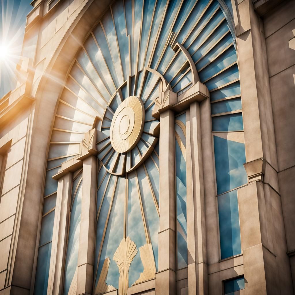 Art Deco Wall in Prague with Sunshine