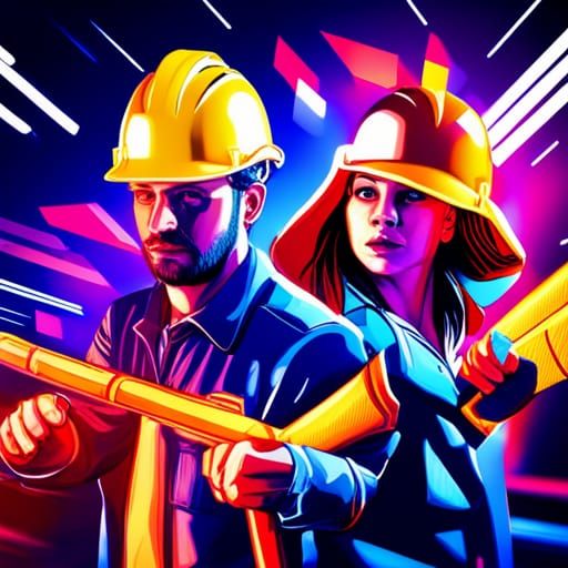 Construction Workers at a Techno Party: Splash Art