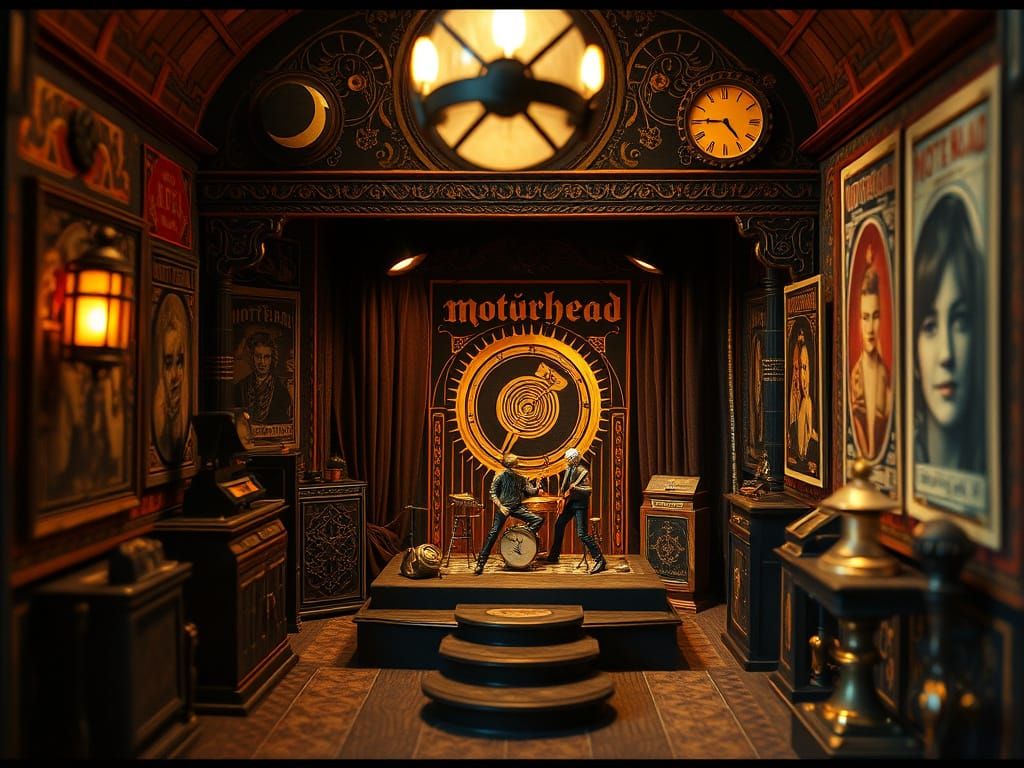 Steampunk Dollhouse Concert with Motörhead Miniatures