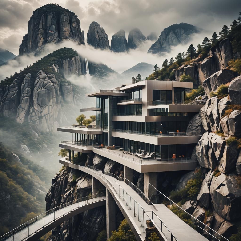 Ultramodern Villa on Bridge: Architecture Photography