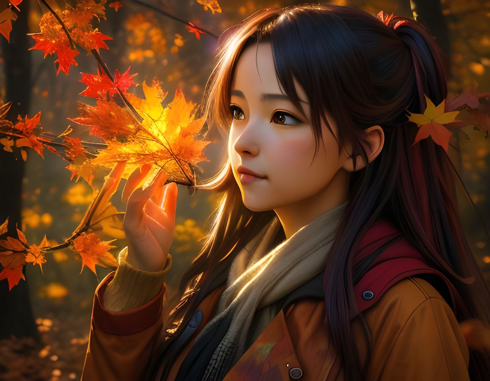 Autumn Leaves in Radiant Dreamcore Style