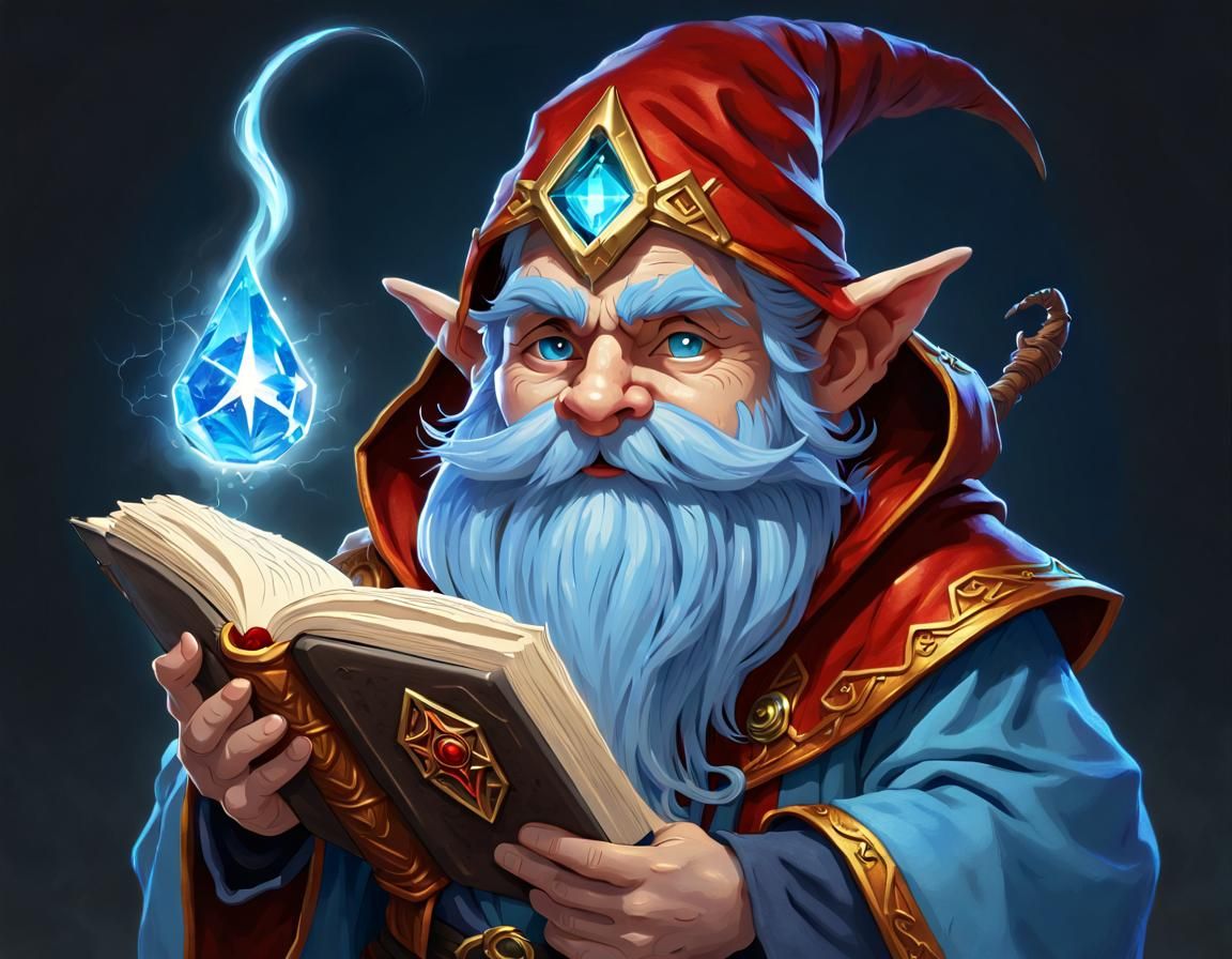 Gnome Mage with Spider Jewel and Magic Staff