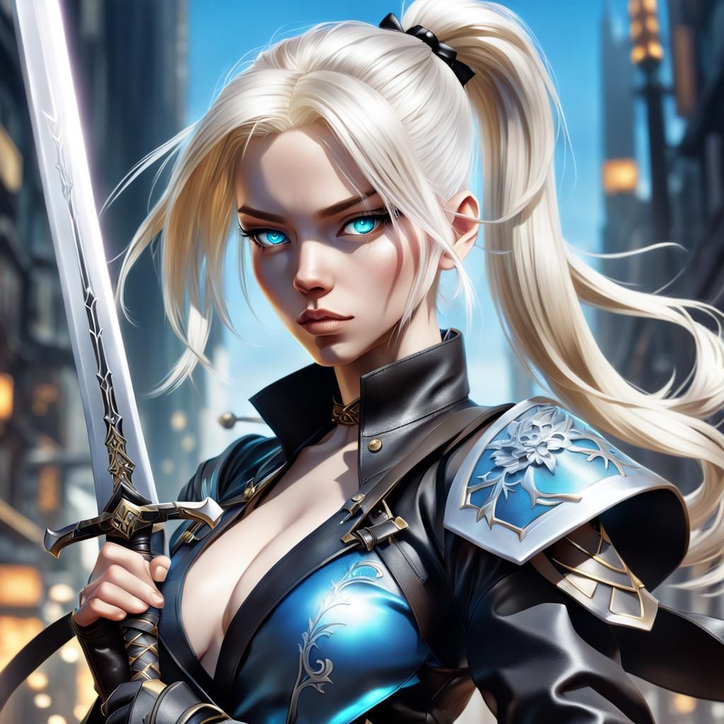 Anime Woman with Sword in Digital Art