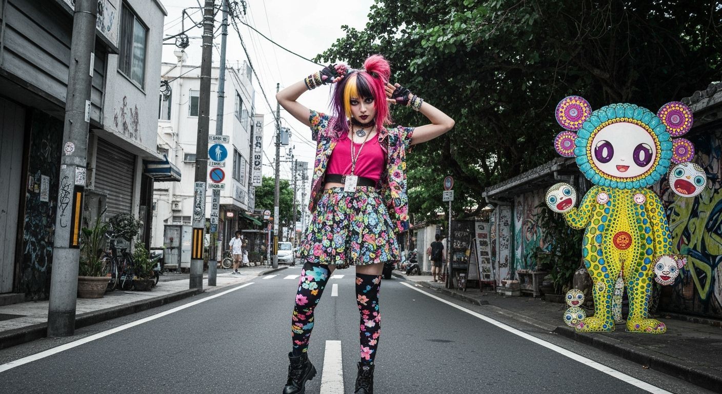 Vibrant Gyaru Girl in Okinawa, Shibuya, and Harajuku Fusion