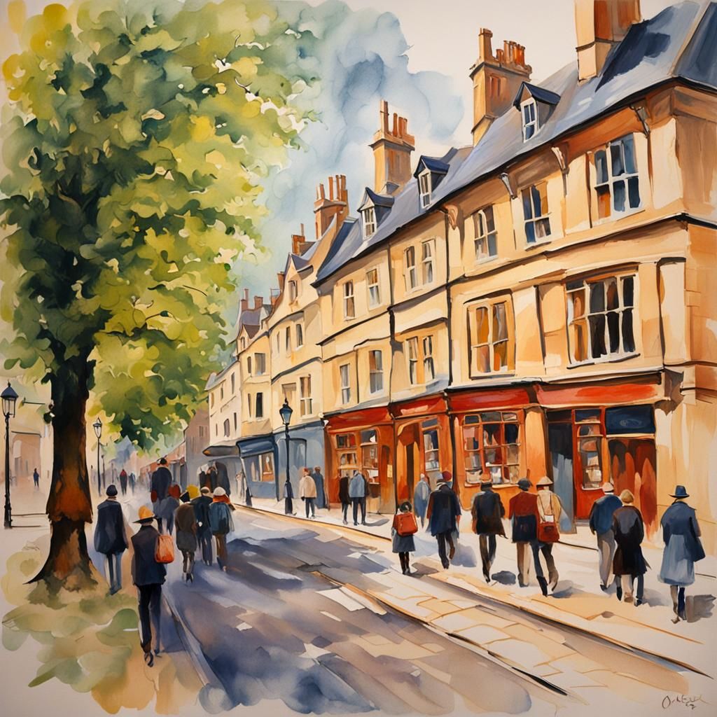 Oxford, UK in Neo-Impressionistic Style