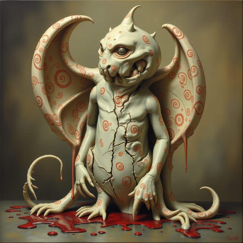 Delicate Monster Portrait in Classic Oil Painting Style