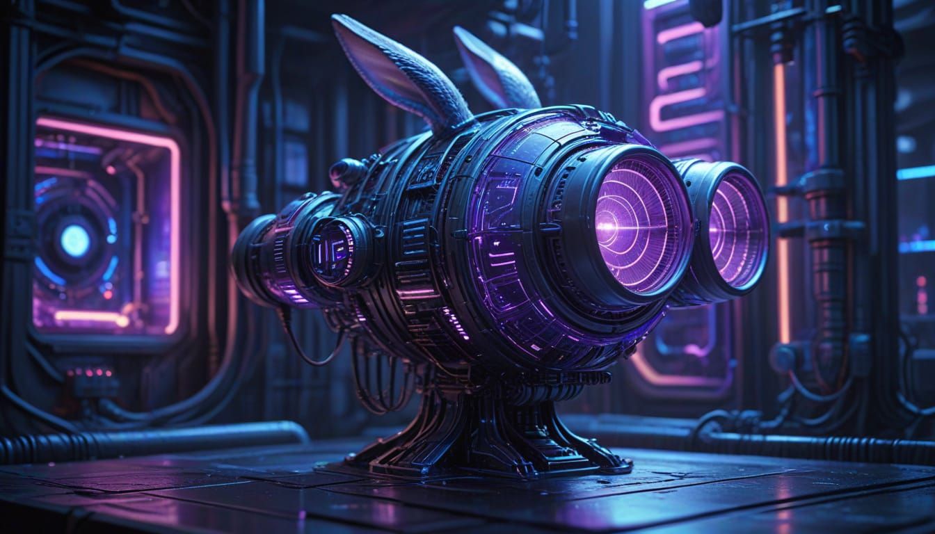 Mad Rabbit Scientist on Magical Street in Pixel Art Style