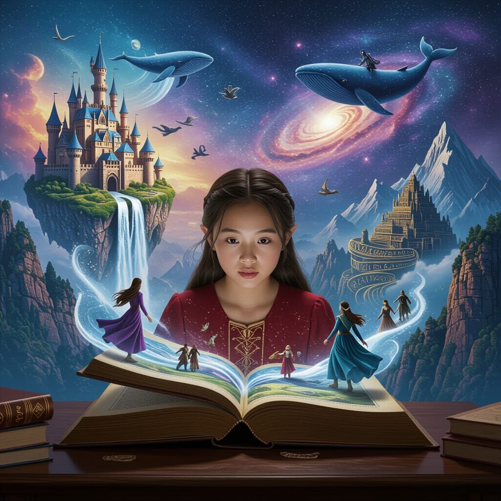 Magical Book Discovery in Hyperrealistic Digital Illustratio...