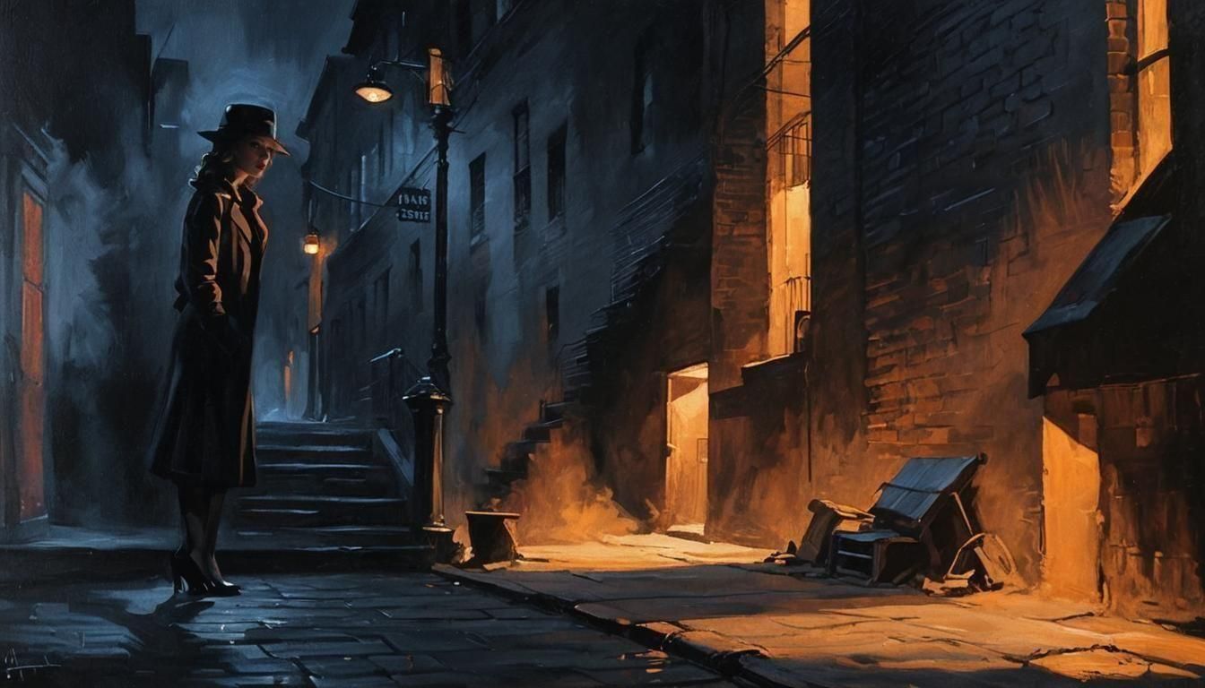 Noir Night Scene Painting with Secrets