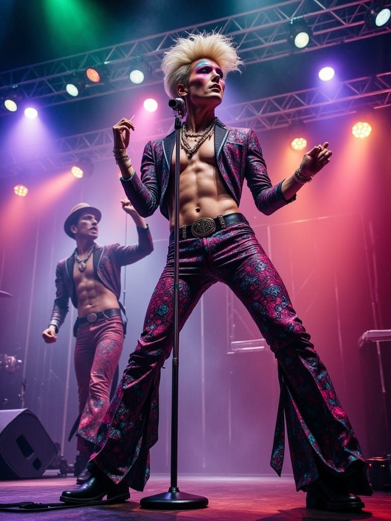 Glam Rock Icon Performs Dramatically on Stage