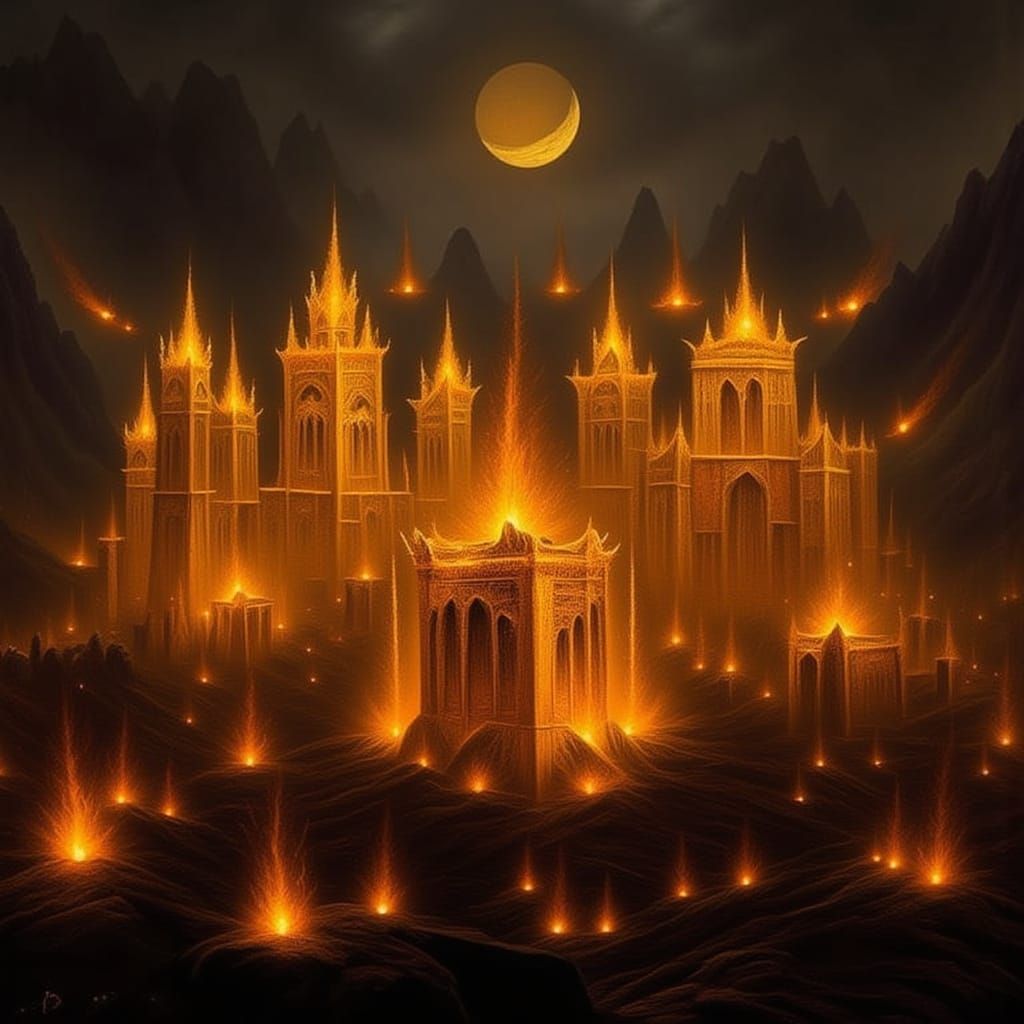 Glowing Waxen Mournlings in Impasto Style