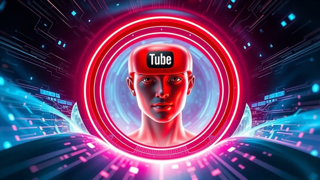 Futuristic YouTube Logo for Video AI and Sustainability