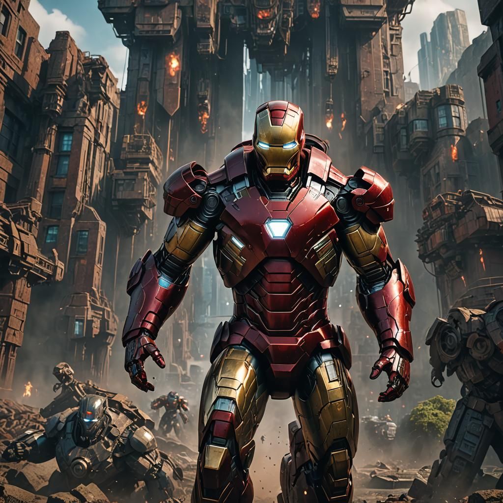 Detailed Iron Man Matte Painting in 8K