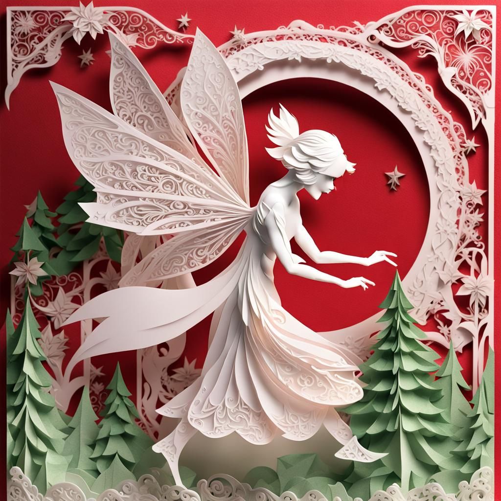 Christmas Fairy in Narnia with Lace and Red Moon
