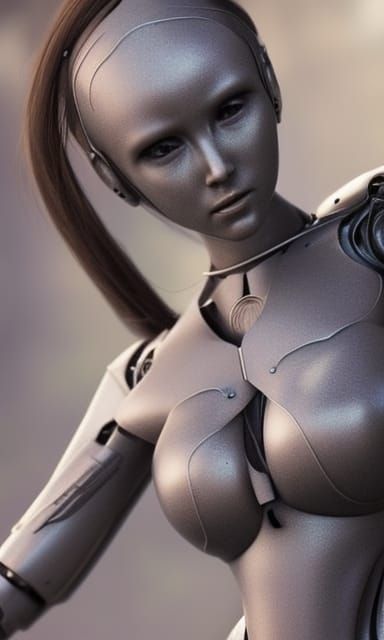 Iron Female Robot in Art Nouveau Style