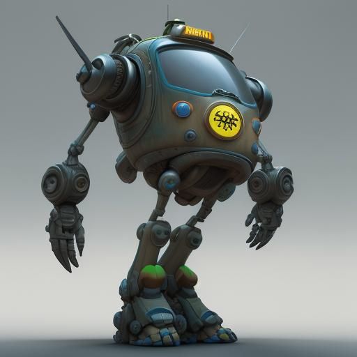 Pixar-Style Beater Taxi Mech in 3D