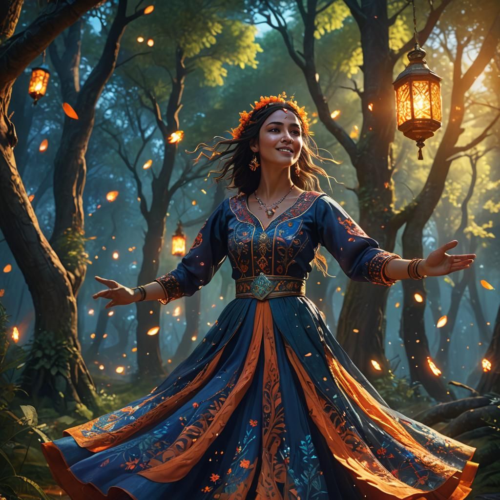 Mystical Forest Dance: Fantasy Concept Art