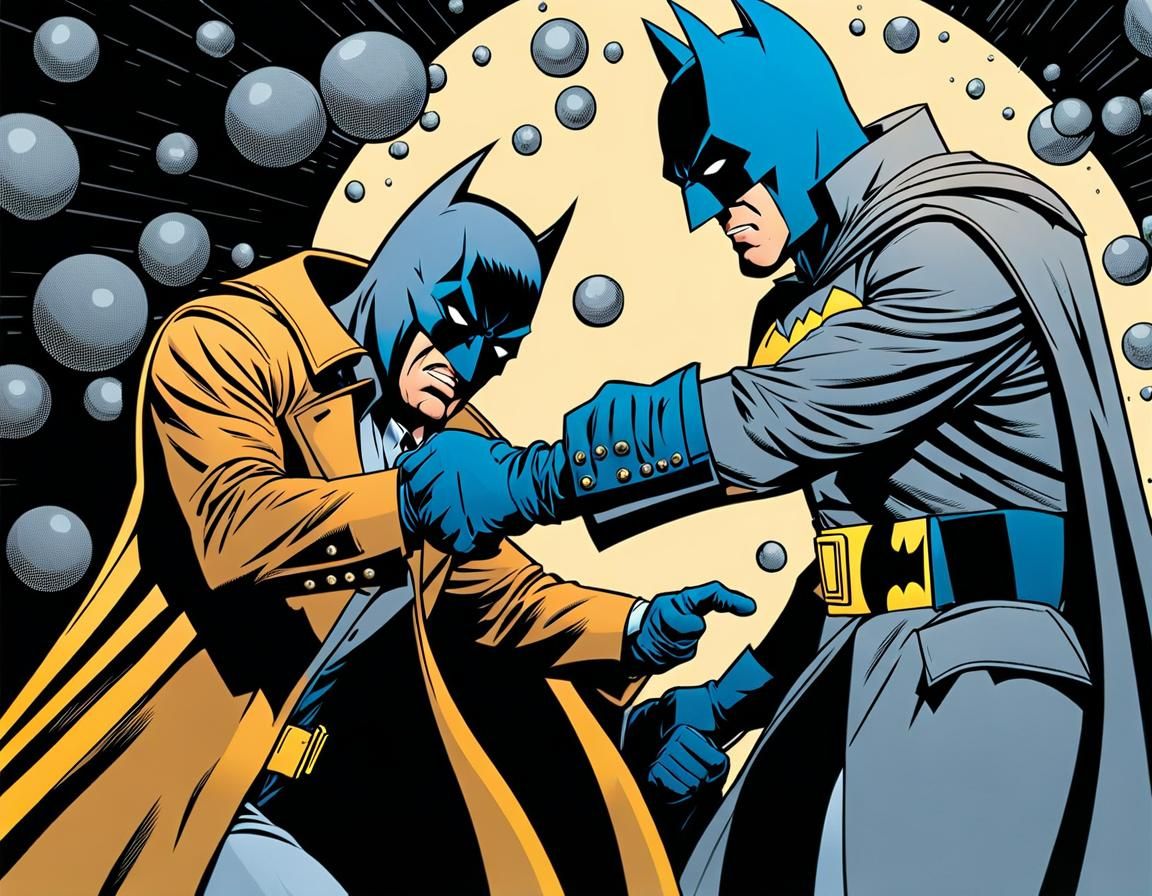 Batman Punching Villain: Pop Art Comic Book Style