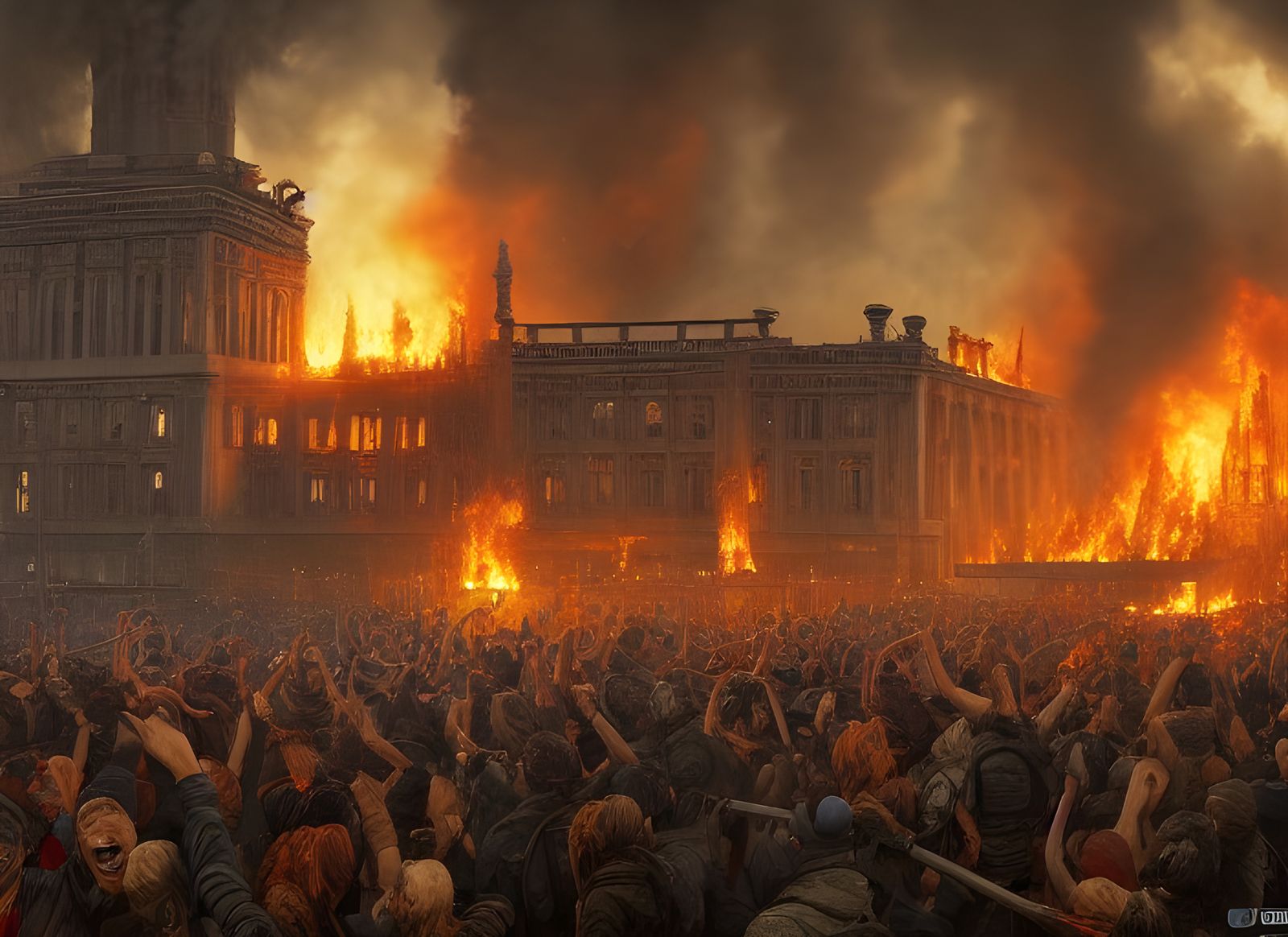 Parliament Ablaze: Furious Mob Burns the Building