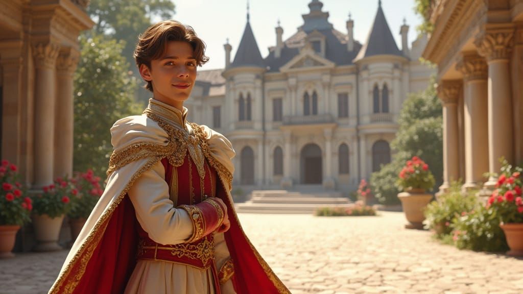 A Majestic Young Prince in Regal Medieval Attire