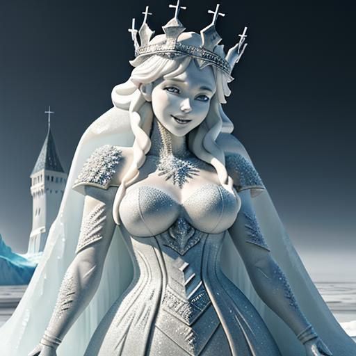 Icy Sculpture of Antarctic Queen in 3D