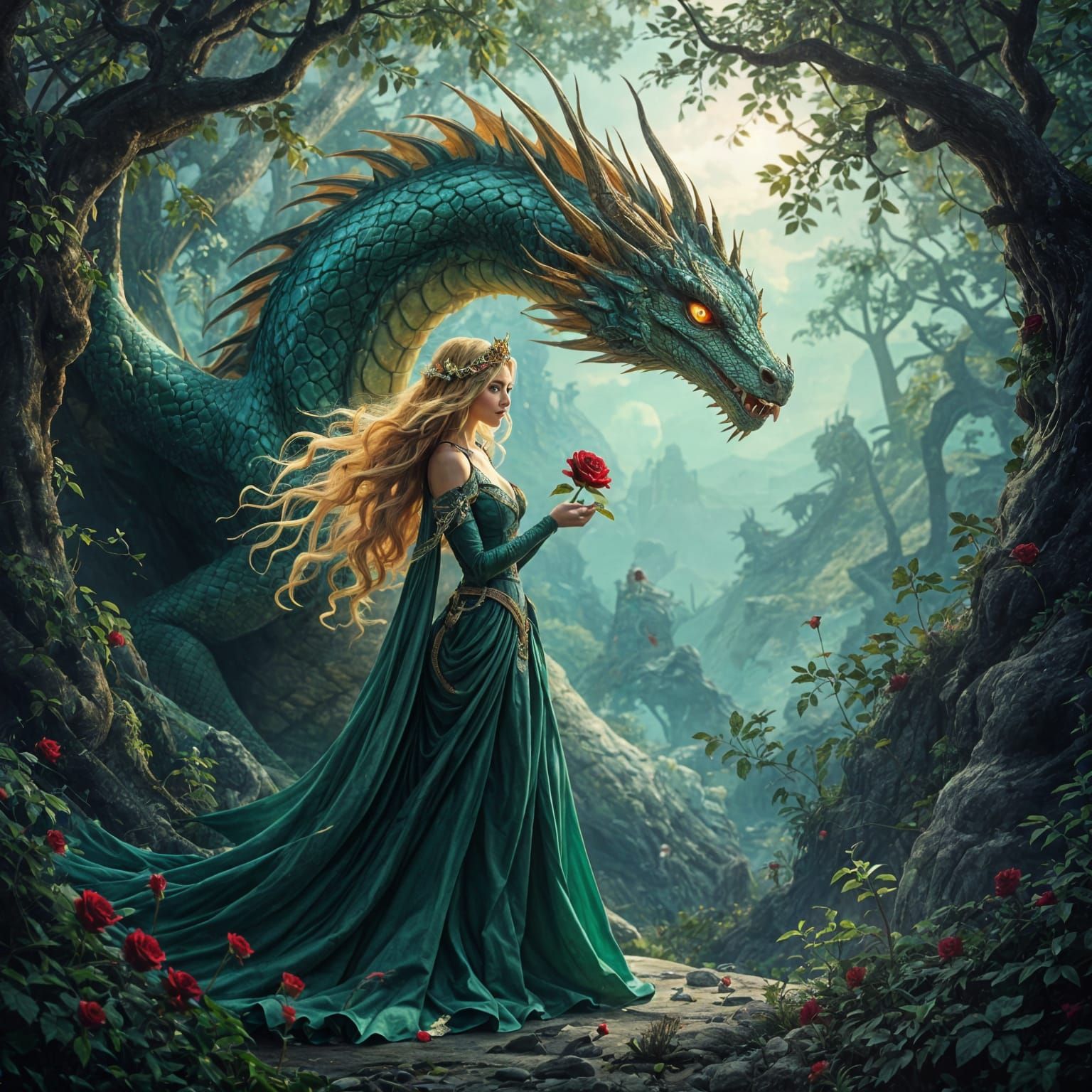 Princess and Dragon in Twilight Forest
