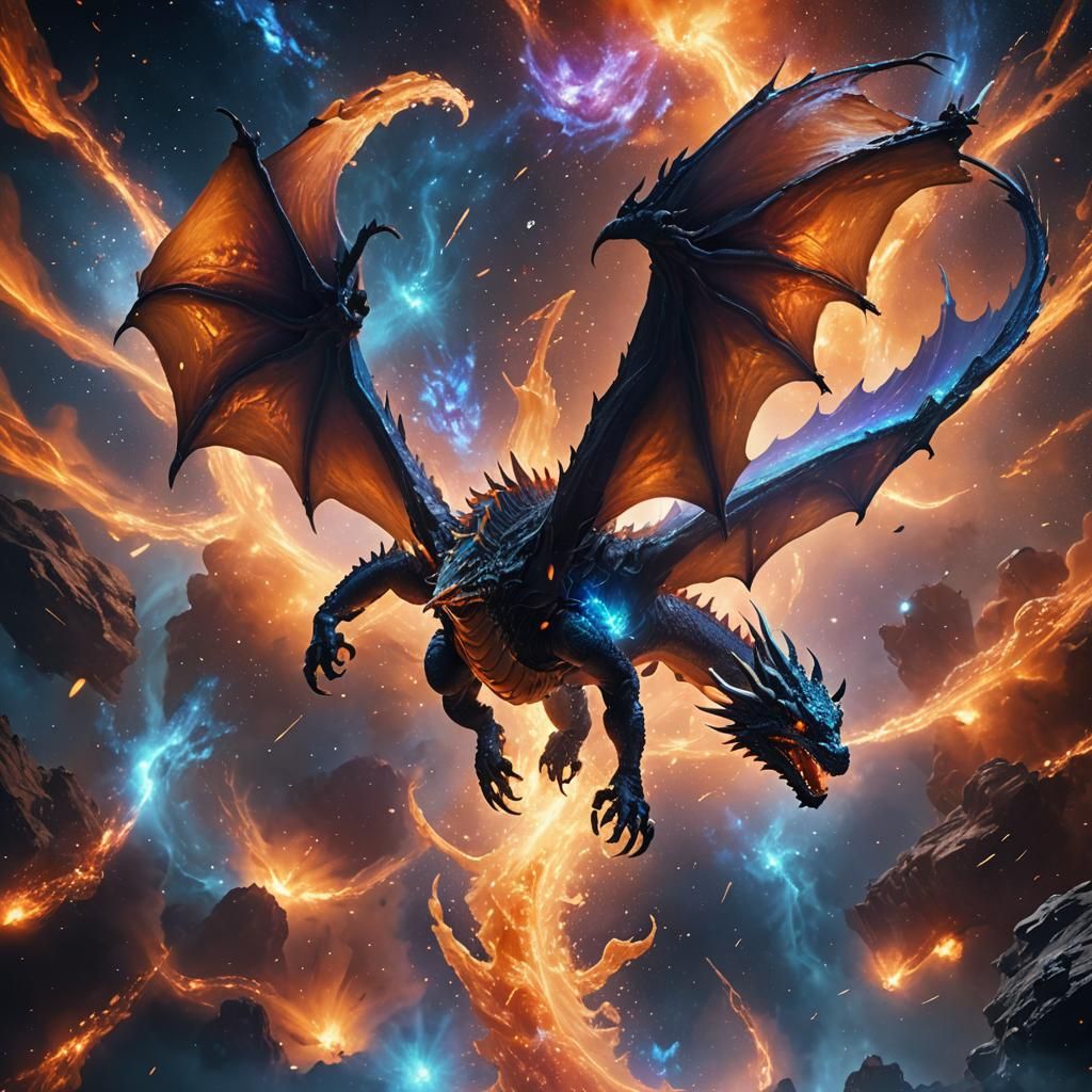 Dragon Flies Through Nebula in Unreal Engine 5