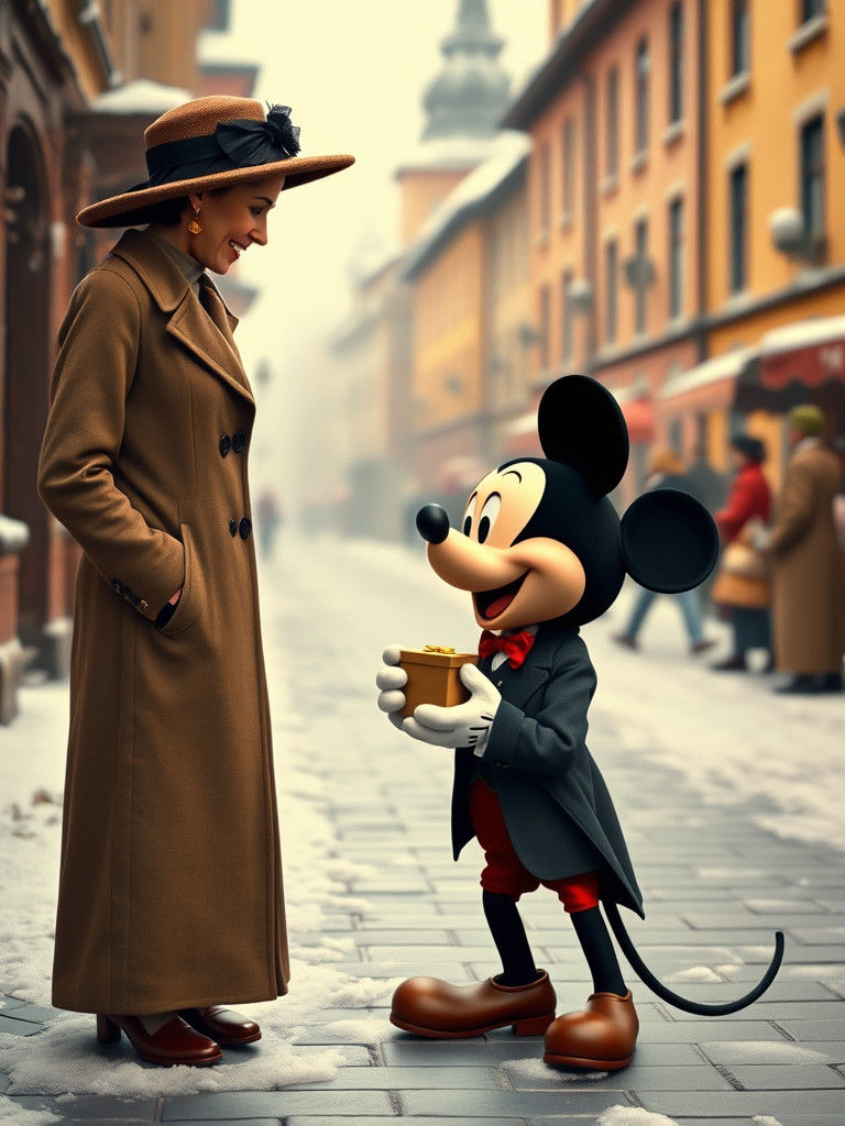 Mickey Mouse Proposes in Vintage Photograph Style