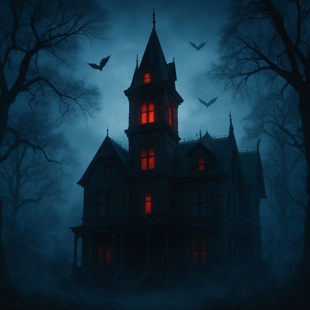 Gothic Victorian Mansion in Ethereal Mist